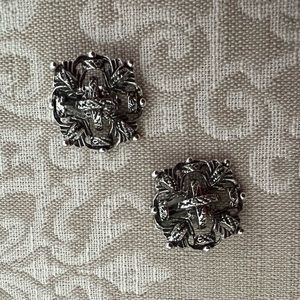 Vintage Karu Arke Chunky Silver Toned Clip-On Earrings